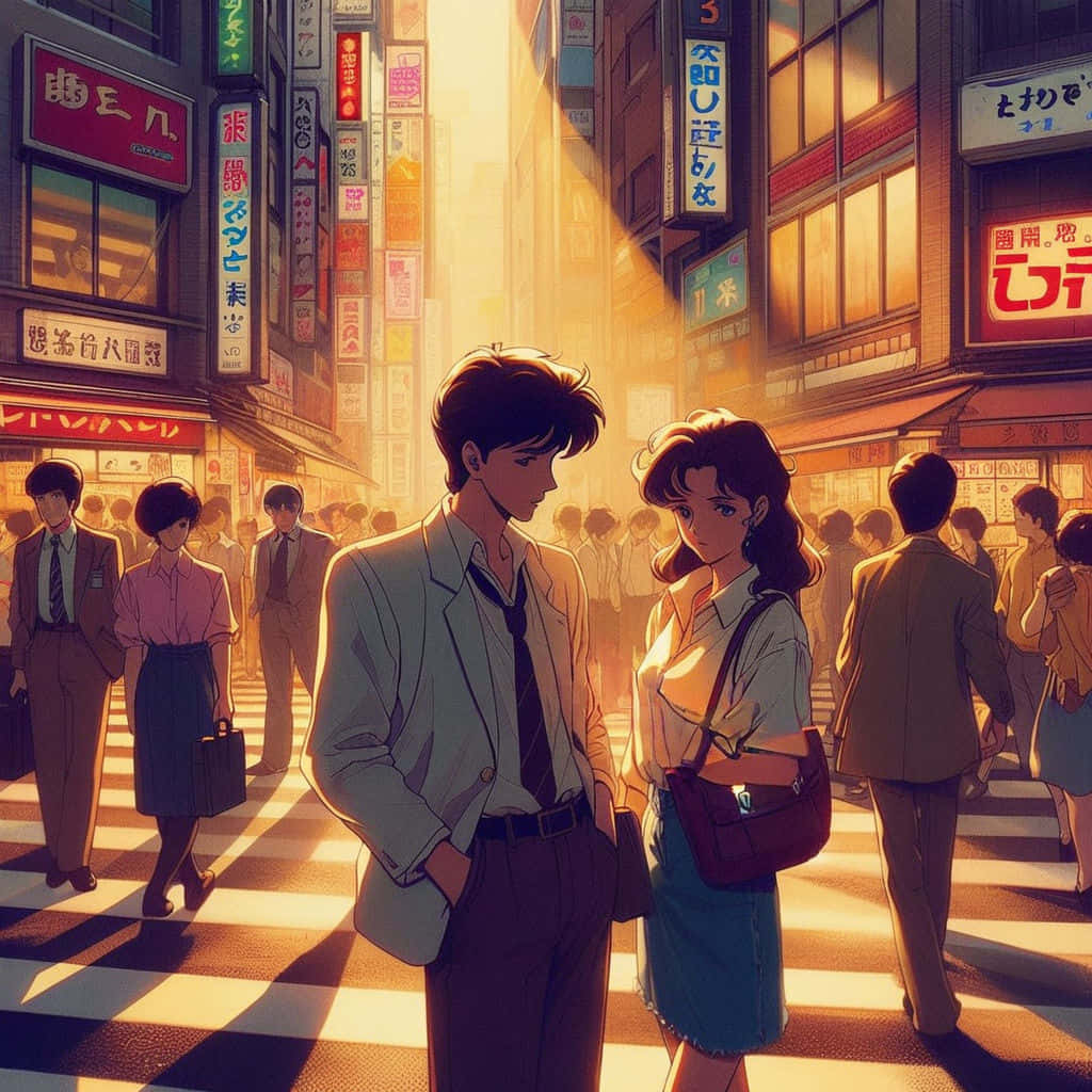 Sunset Meetingin90s Anime Tokyo Wallpaper