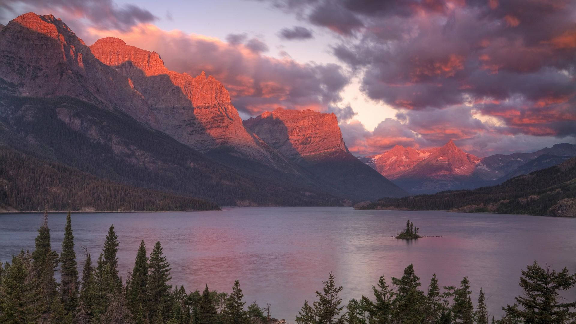 Atardeceren El Lago De Montana Fondo de pantalla