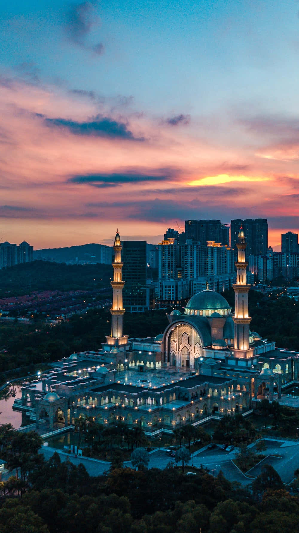 Sunset Mosque Cityscape Wallpaper