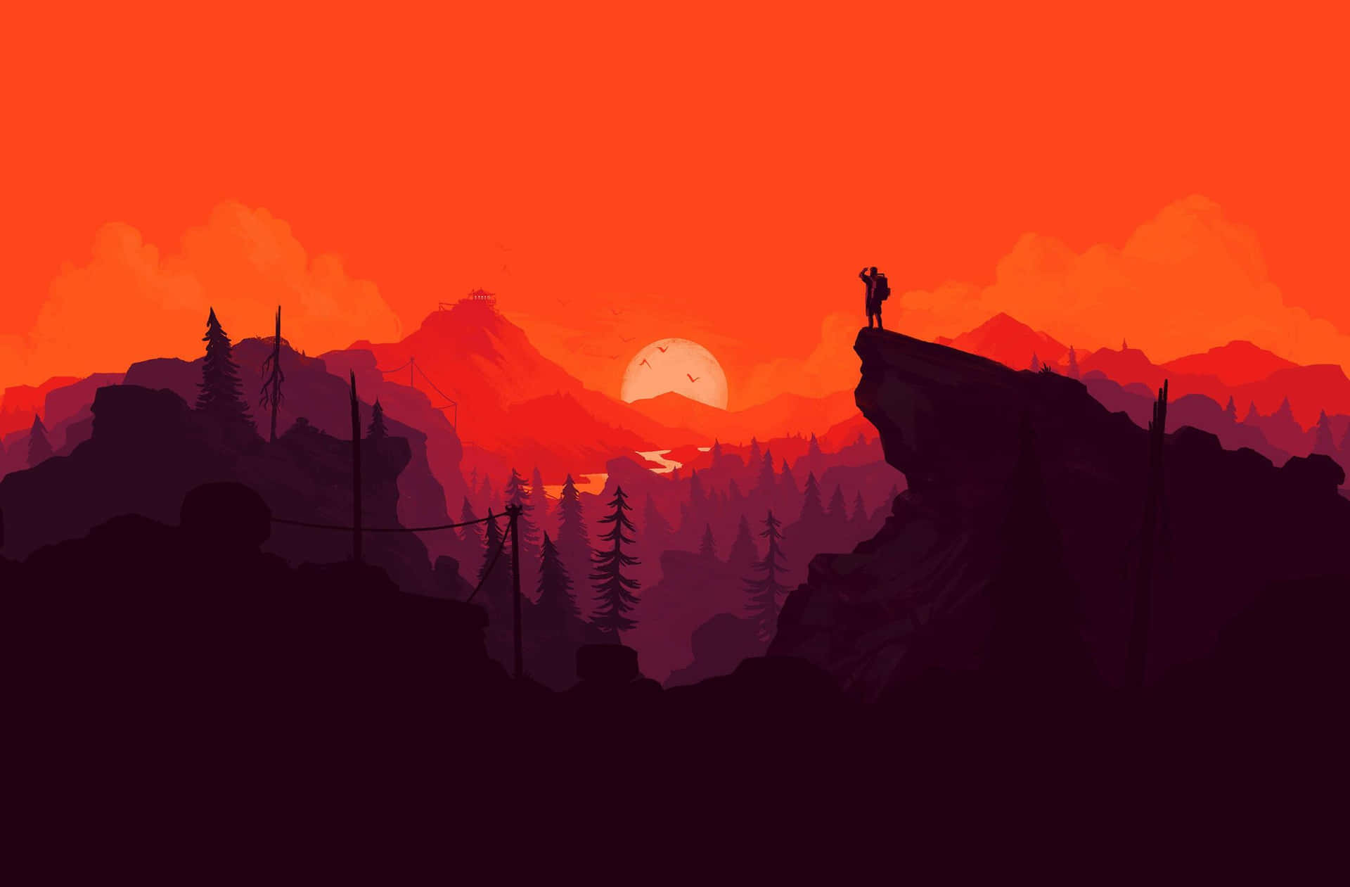 Sunset Mountain Explorer Wallpaper