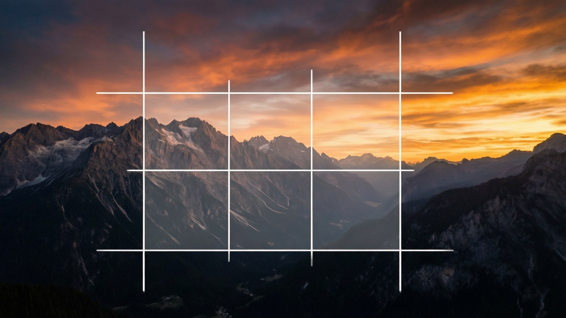 Sunset Mountain Grid Wallpaper