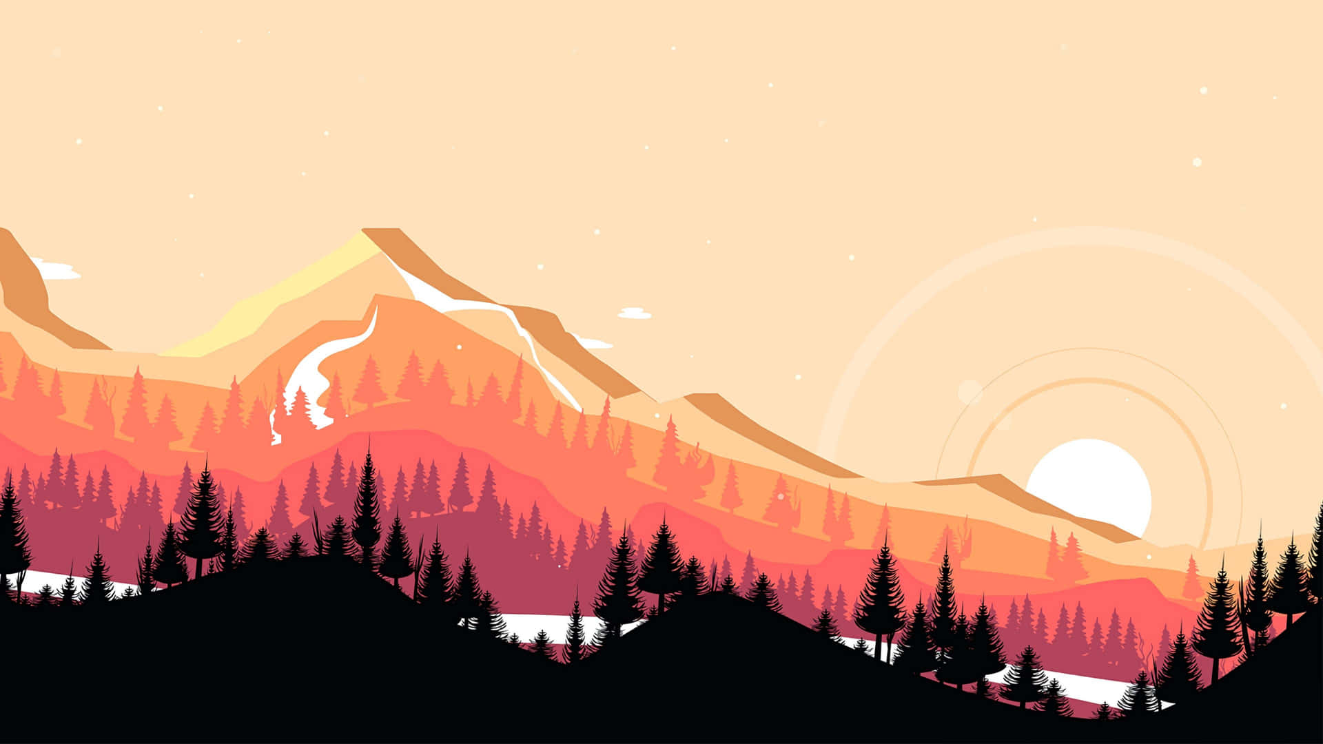 Sunset_ Mountain_ Landscape_ Vector Wallpaper