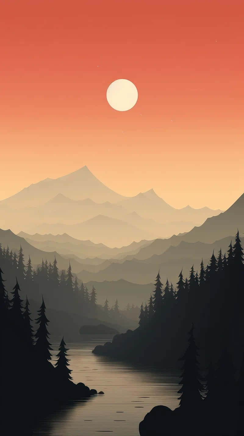 Sunset Mountain Silhouette Wallpaper