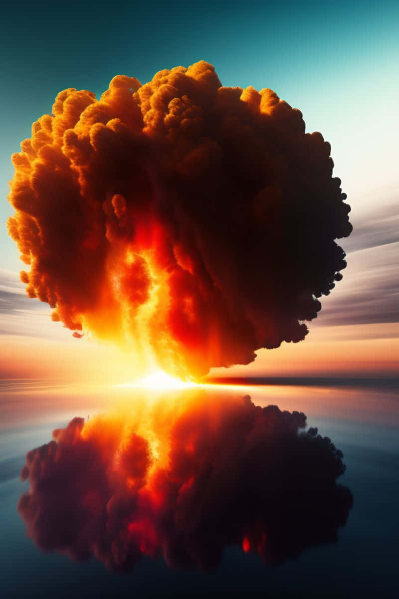 Sunset Nuclear Explosion Reflection Wallpaper