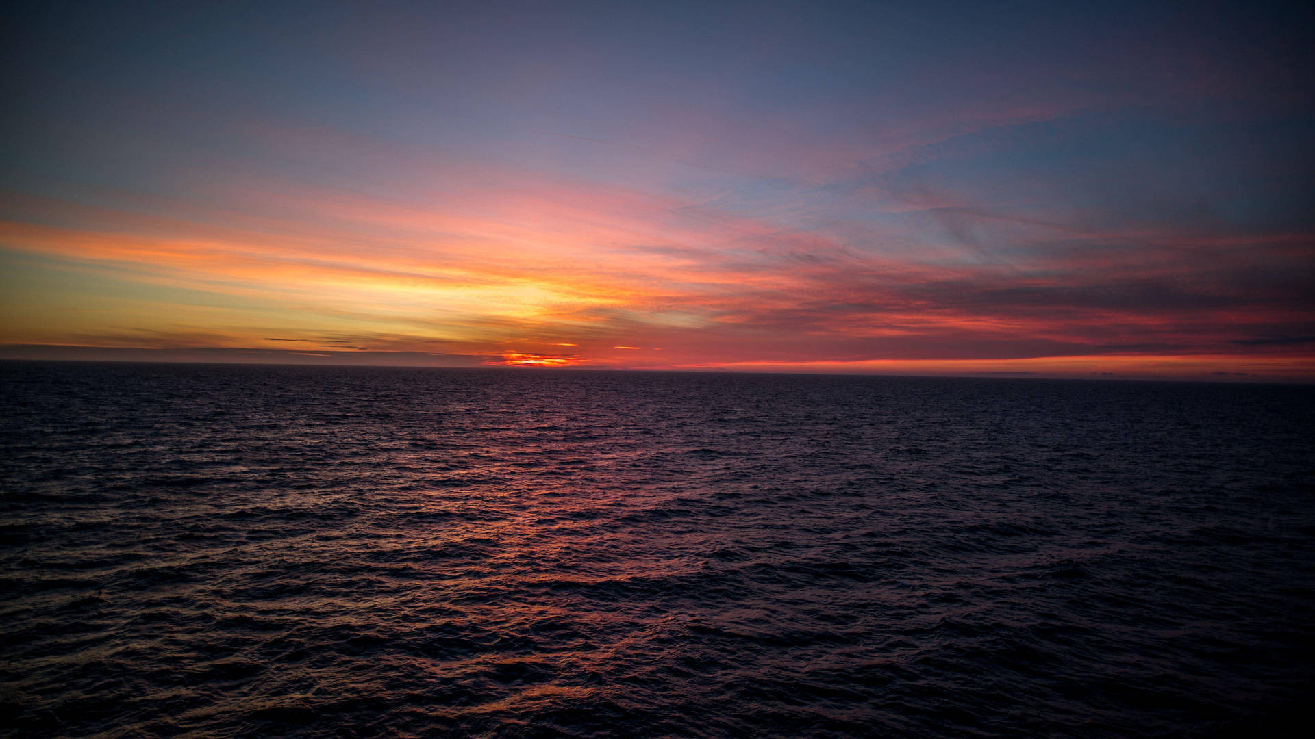 Sunset Ocean Growing Darker Wallpaper