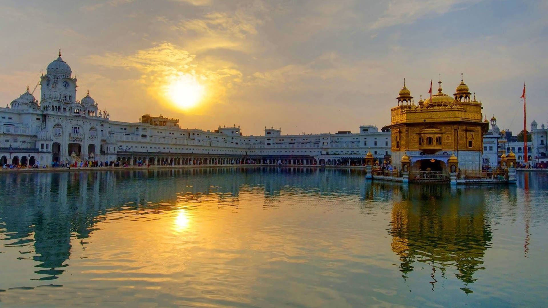 Sunset On Amritsar Golden Temple Hd Wallpaper