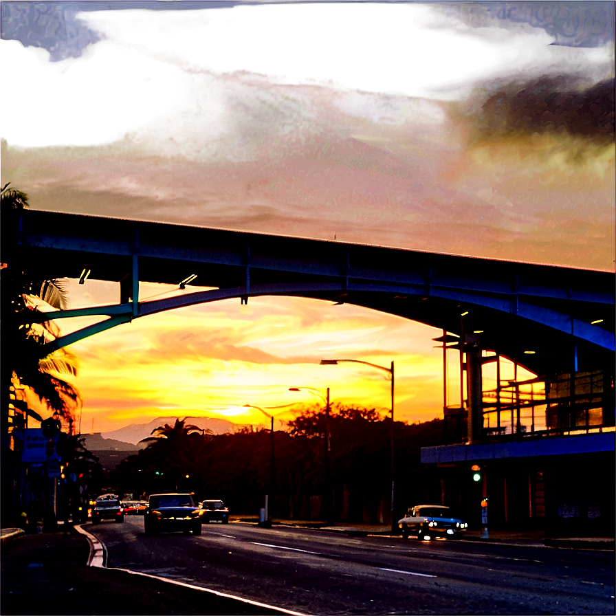 Sunset On City Street Png 90 PNG