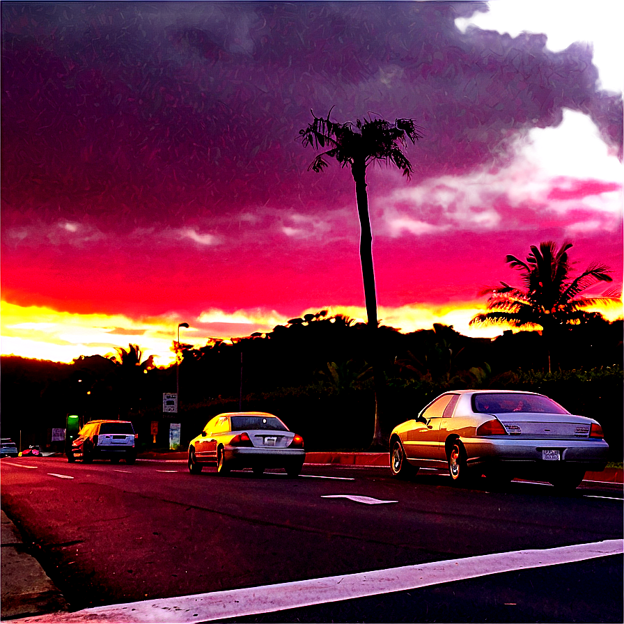 Sunset On City Street Png Dxe62 PNG