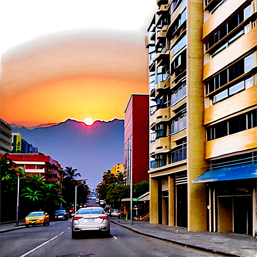 Sunset On City Street Png Htk3 PNG