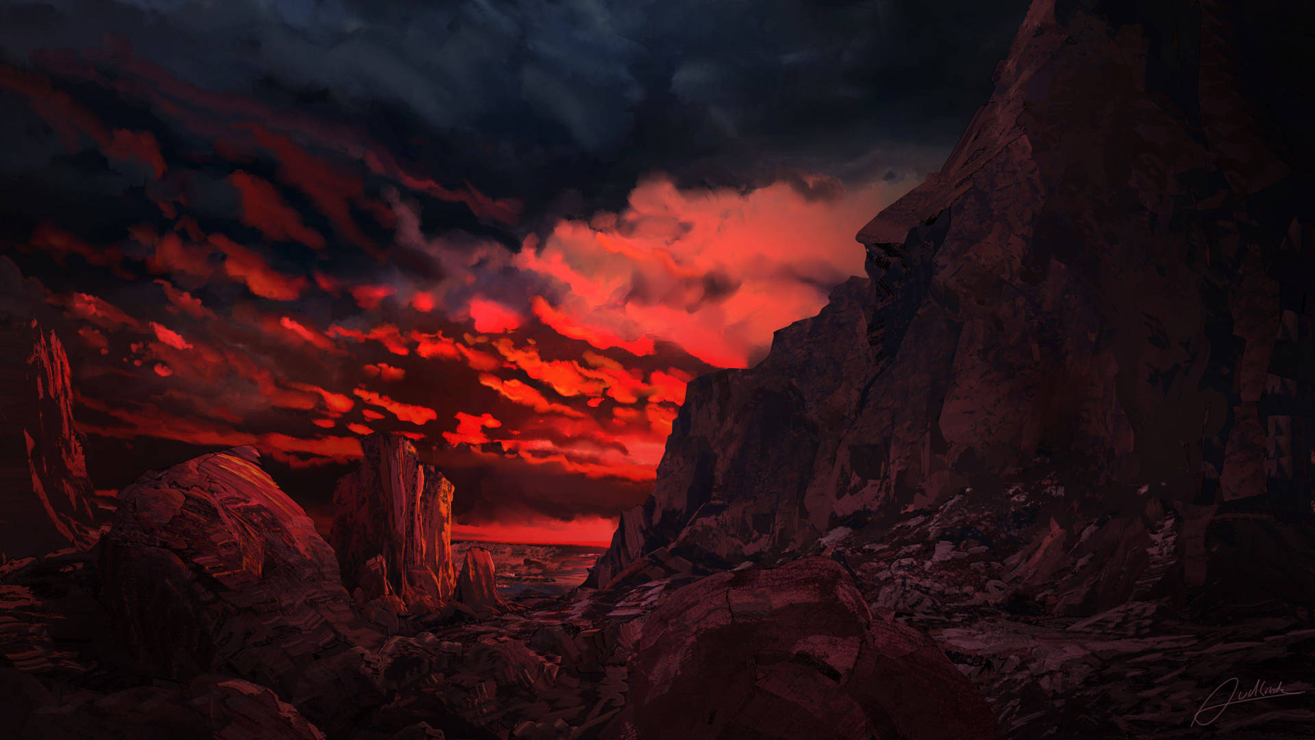 Sunset On Red Mountain Wallpaper