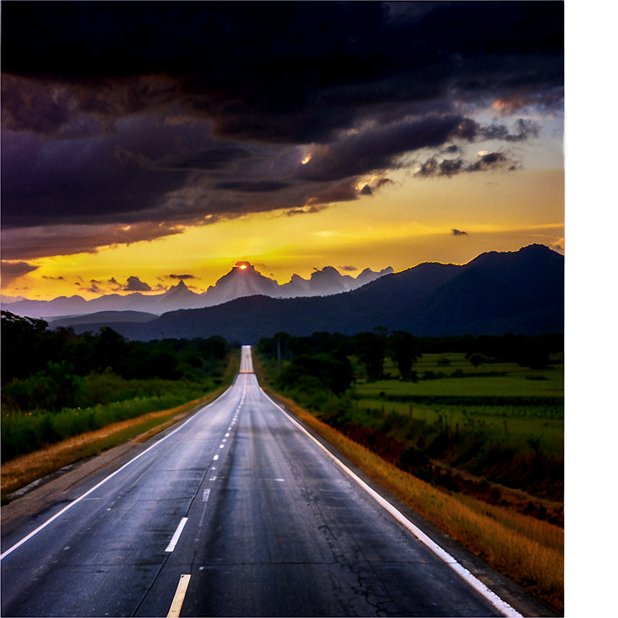 Download Sunset On The Highway Png Siu | Wallpapers.com