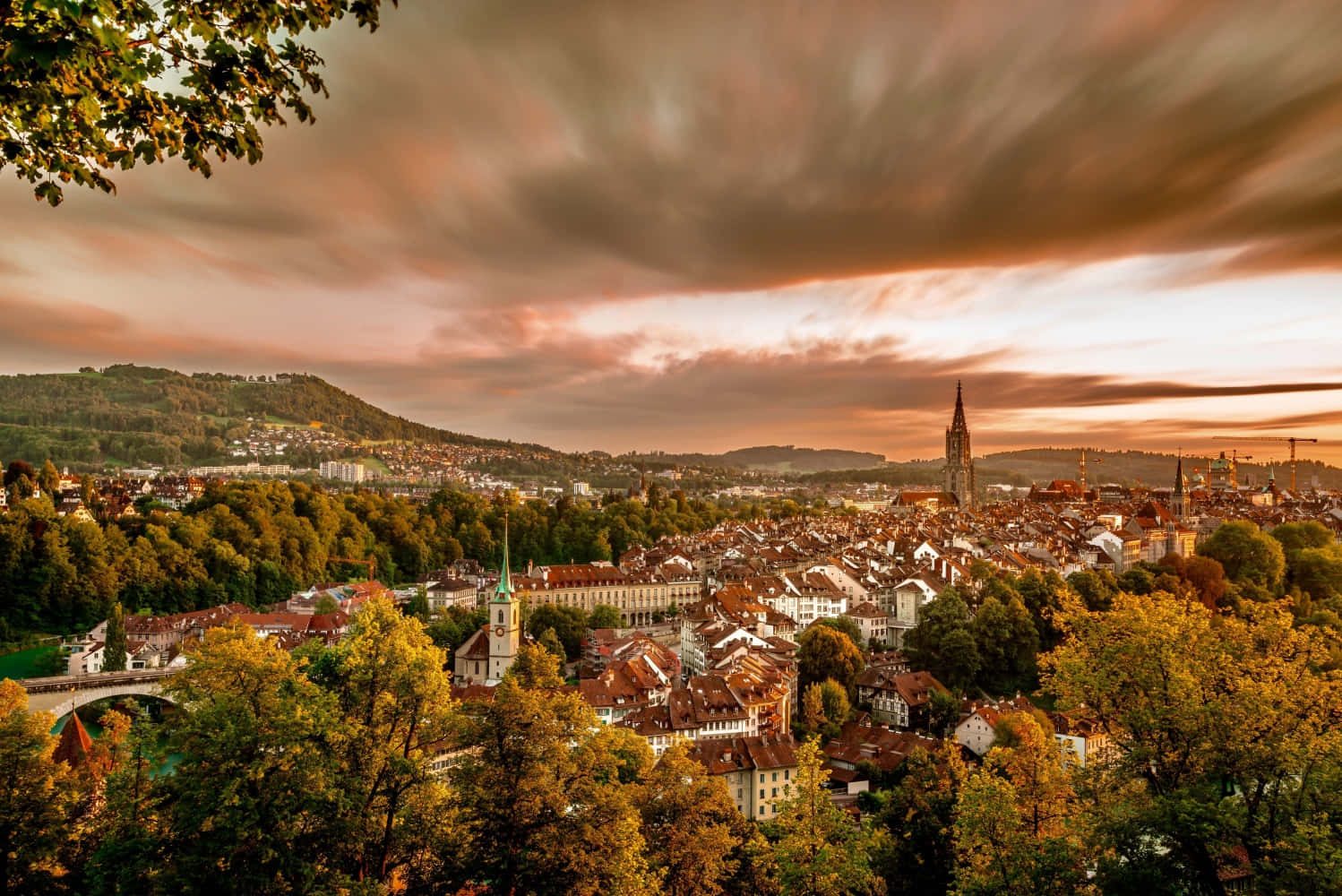 Sunset Over Bern Switzerland Wallpaper