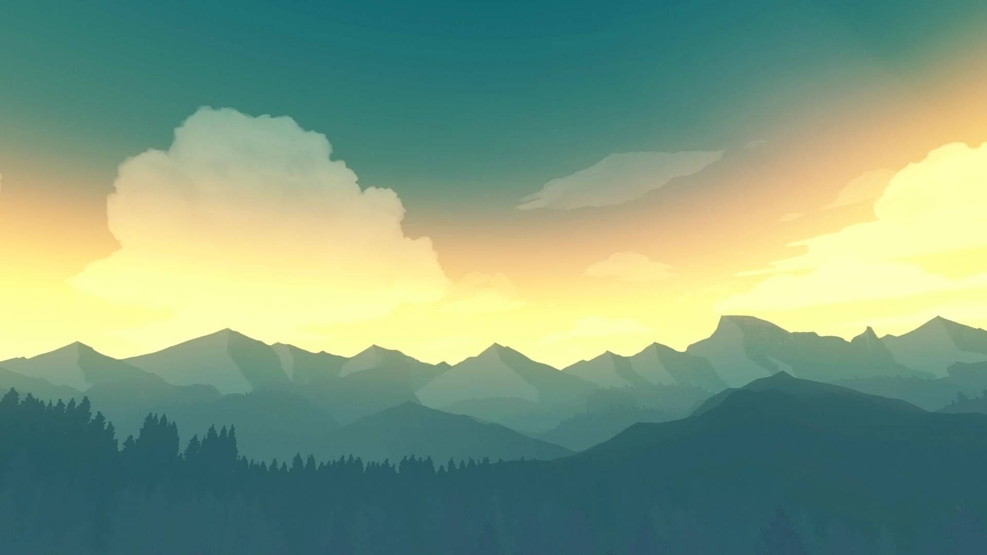 Enjoy a breathtaking sunset over the Firewatch Mountains Wallpaper