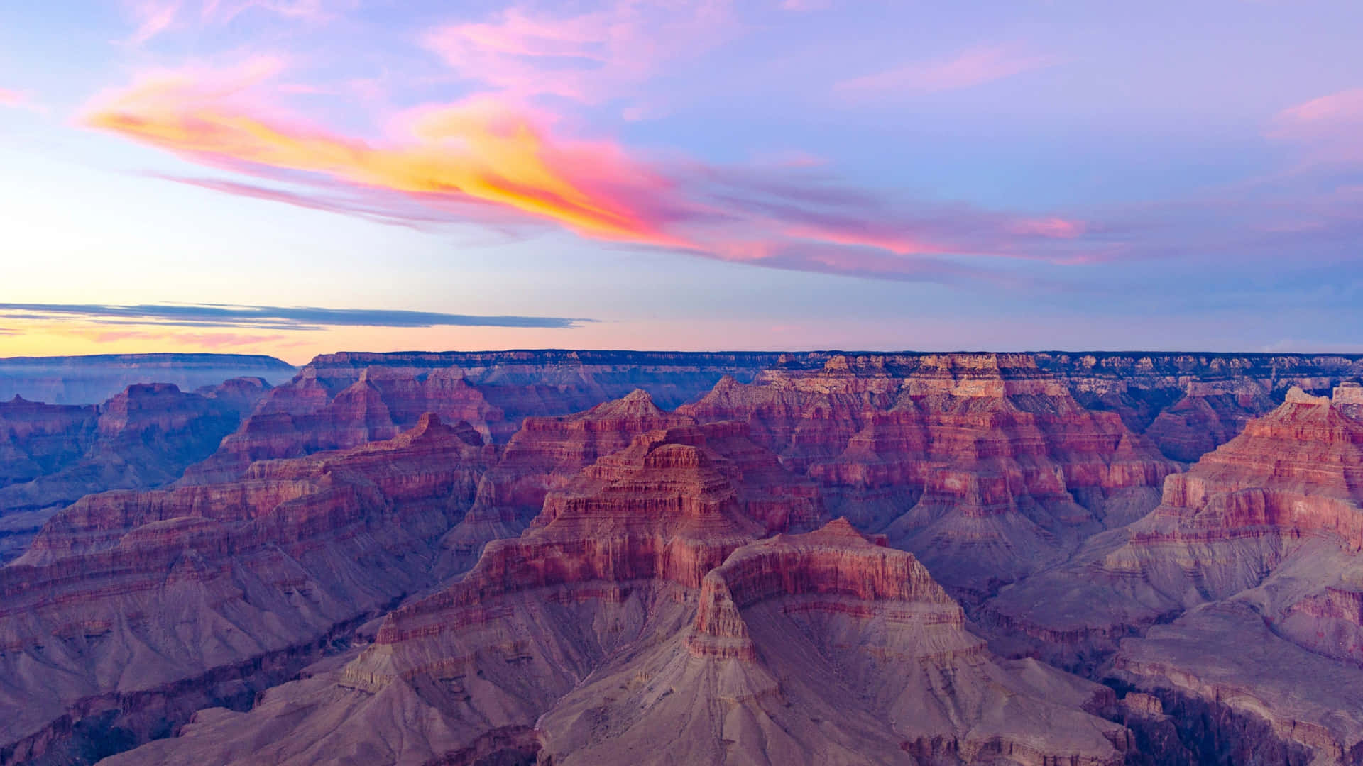 Zonsondergang Over Grand Canyon 4k Achtergrond