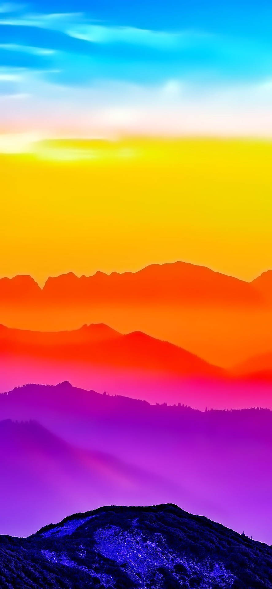 Atardecersobre Montañas En Color Para Iphone. Fondo de pantalla