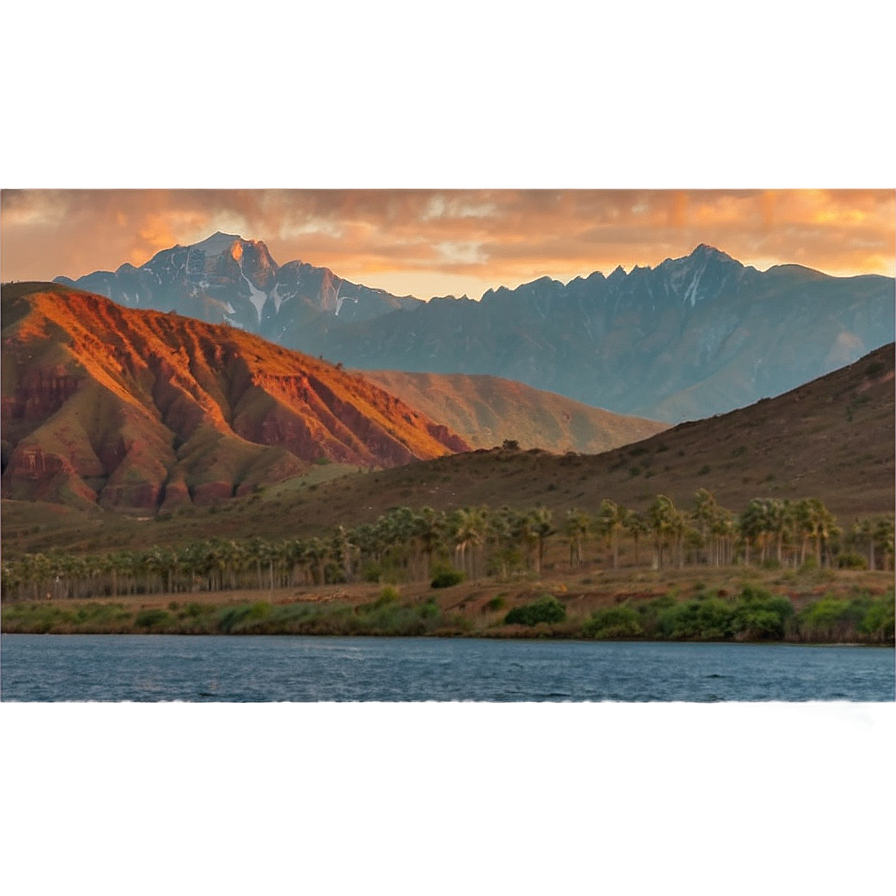 Download Sunset Over Mountains Png Voo | Wallpapers.com