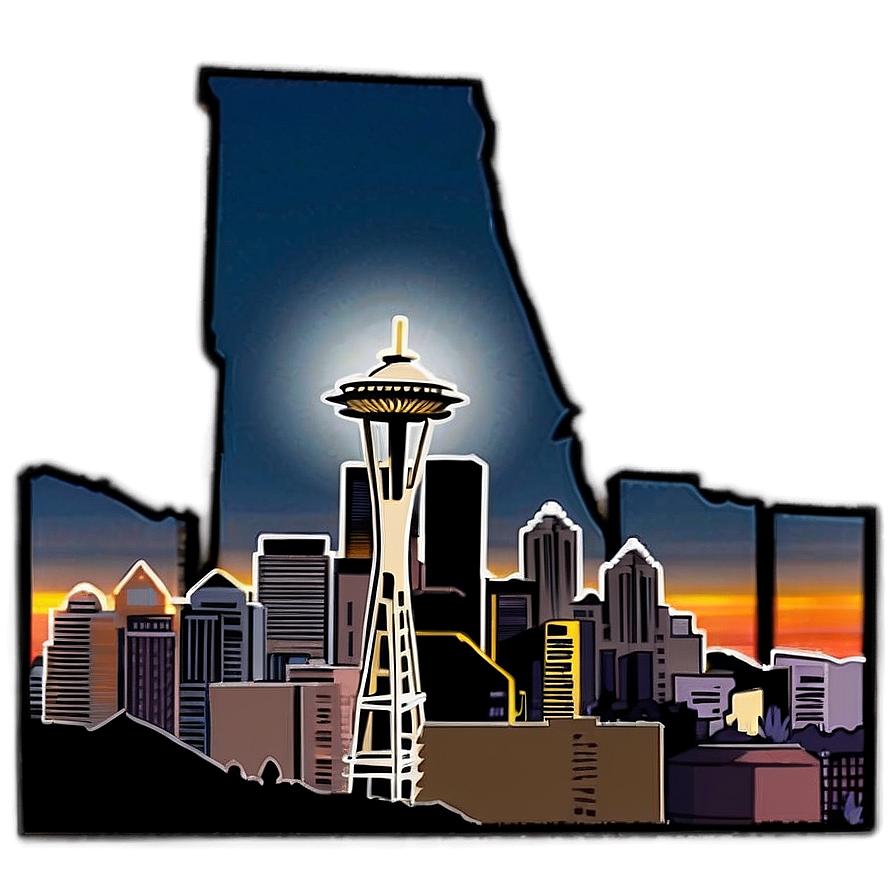 Sunset Over Seattle Skyline Png Aww51 PNG