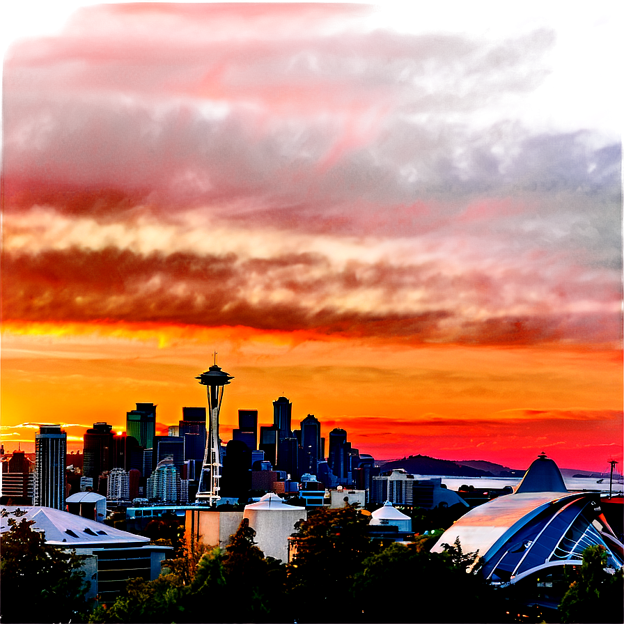 Sunset Over Seattle Skyline Png Krm PNG