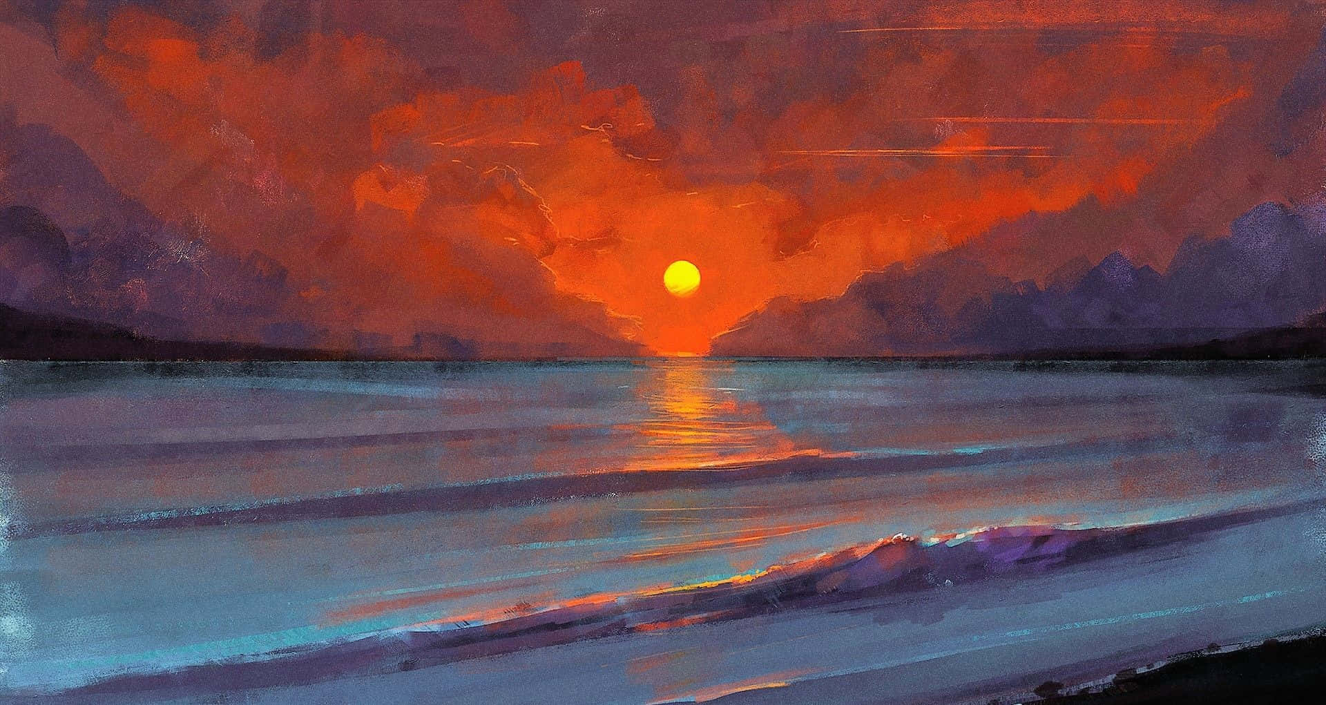 Enchanting Sunset Painting - Painter's Masterpiece Wallpaper
