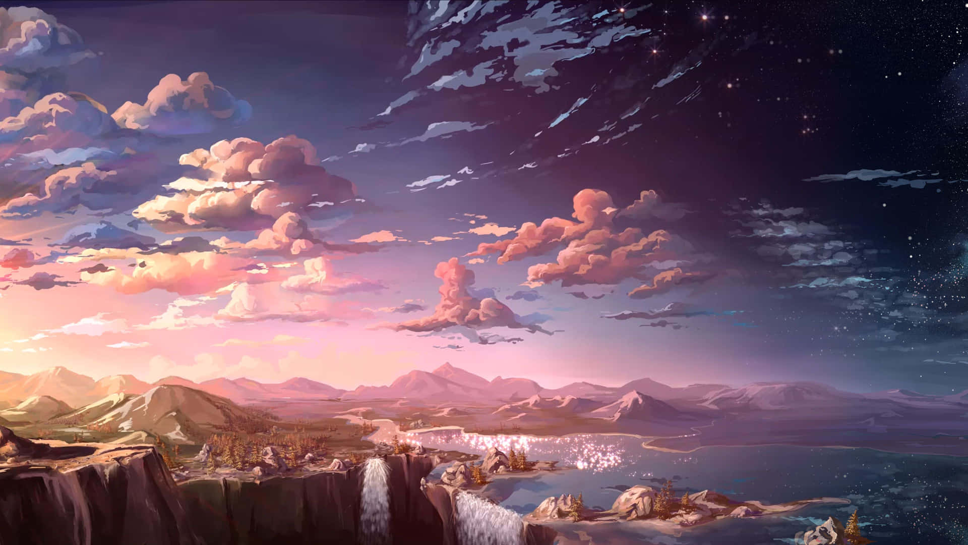 Enchanting Sunset Painting Wallpaper
