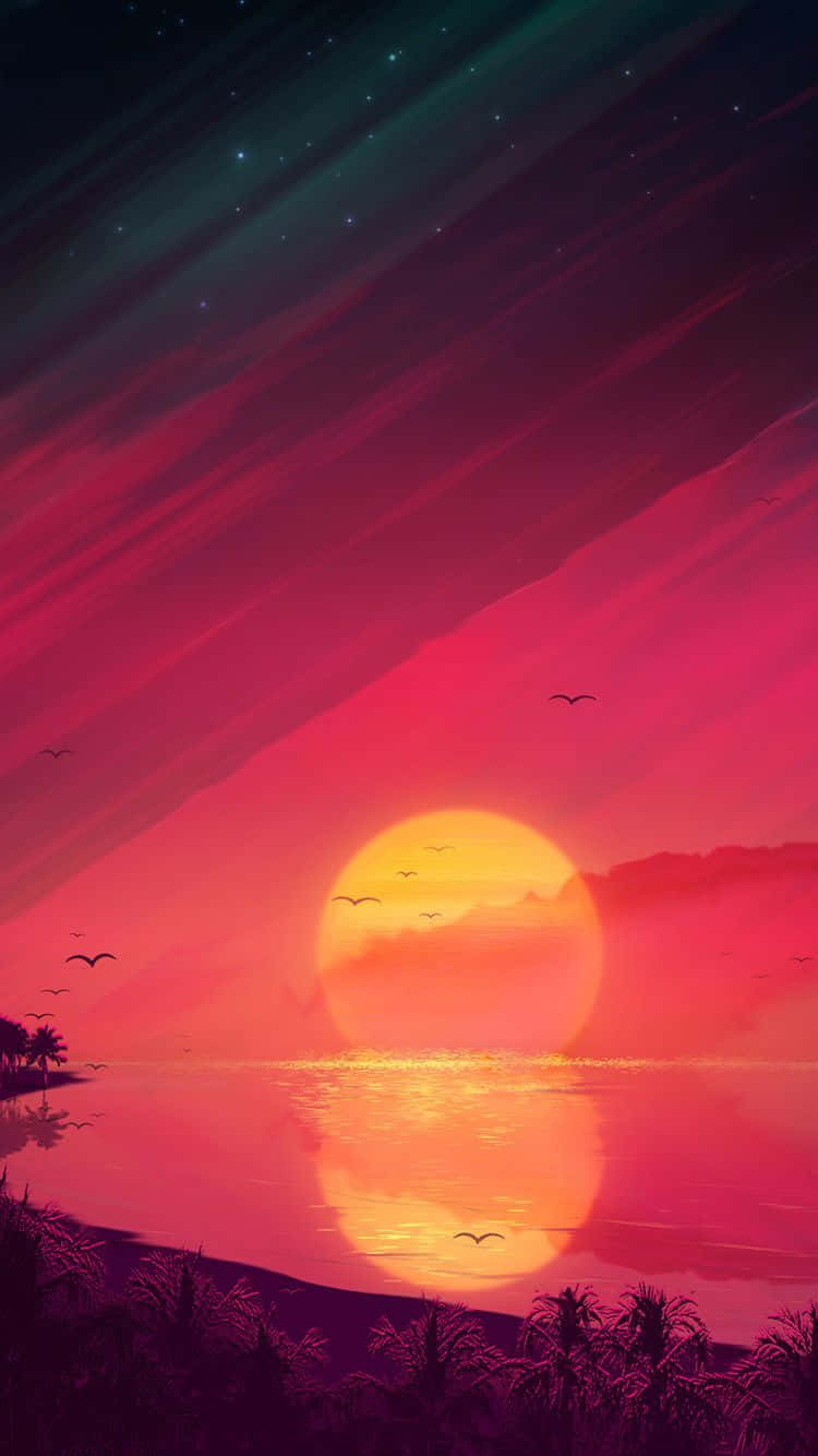 Vibrant Sunset Painting Wallpaper
