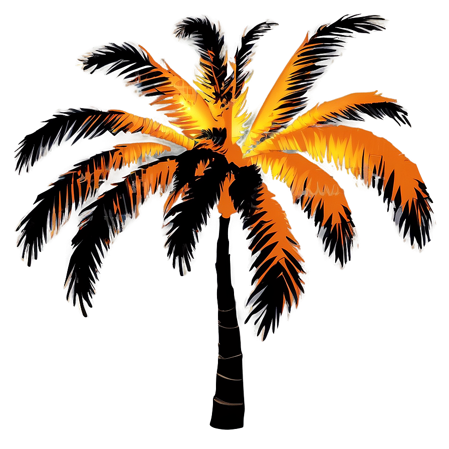 Sunset Palm Tree Silhouette Png 06262024 PNG