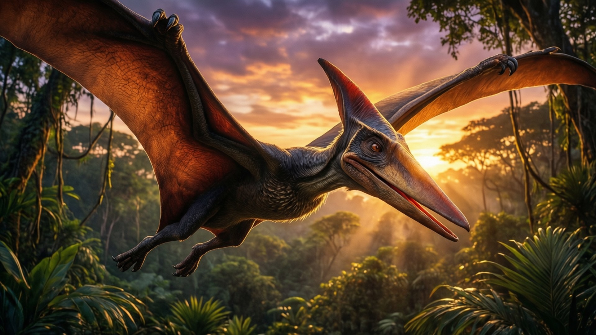 Solnedgang Pterosaur Svever Bakgrunner