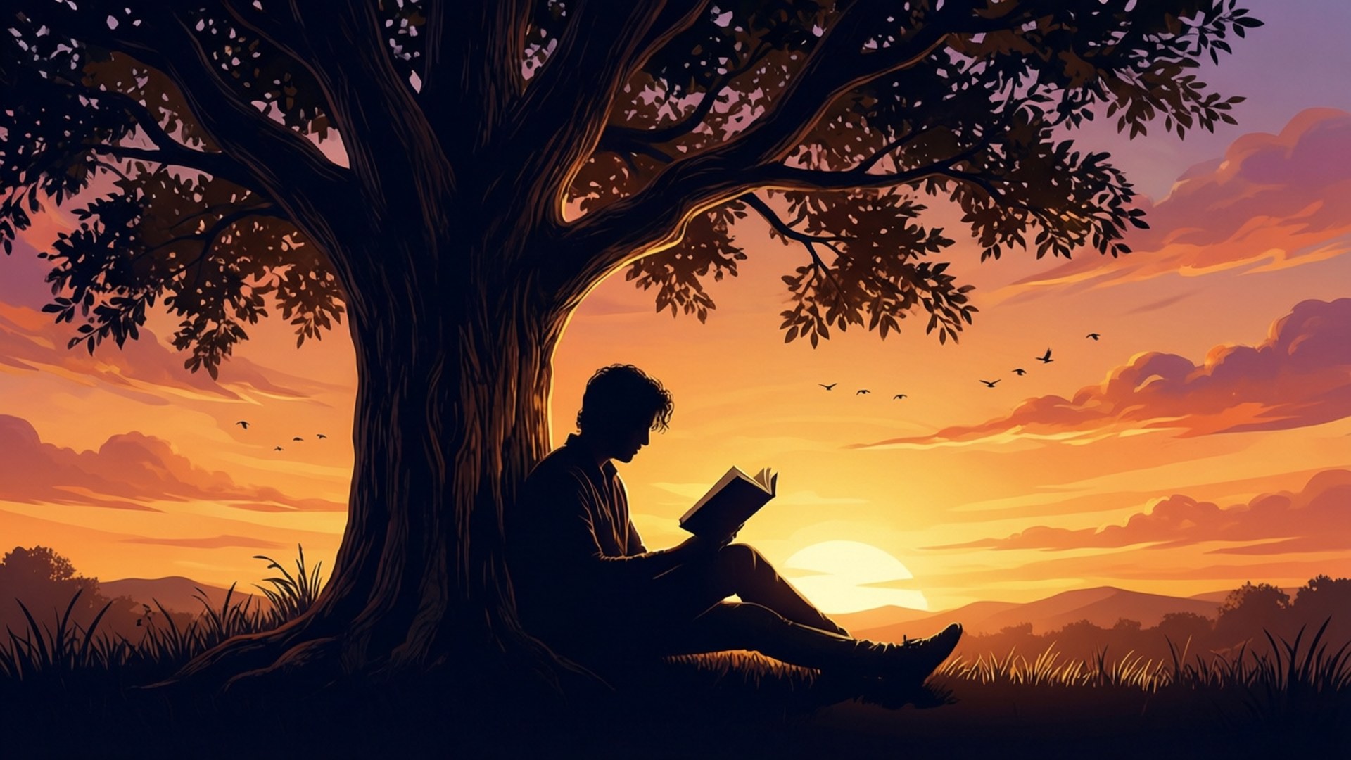 Sunset Reader Fonds d'écran
