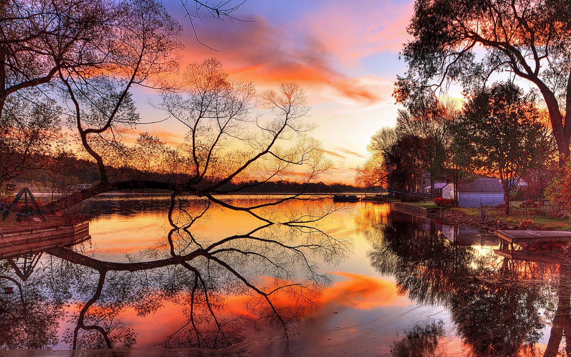 Sunset Reflection on Calm Waters Wallpaper