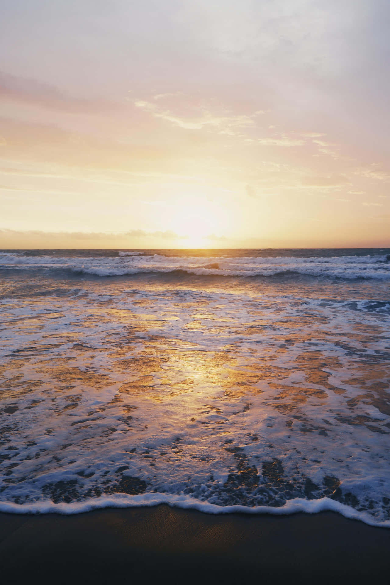Sunset Reflections Beach Waves.jpg Wallpaper