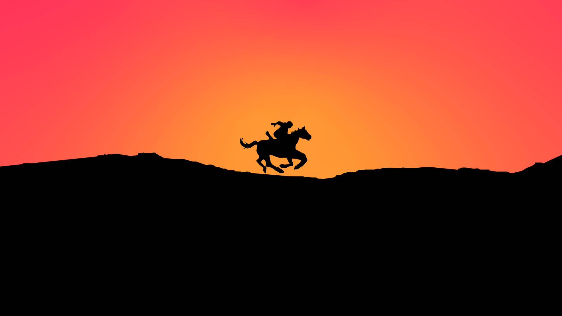 Sunset Rider Minimalistisk Bærbar Kunst Wallpaper