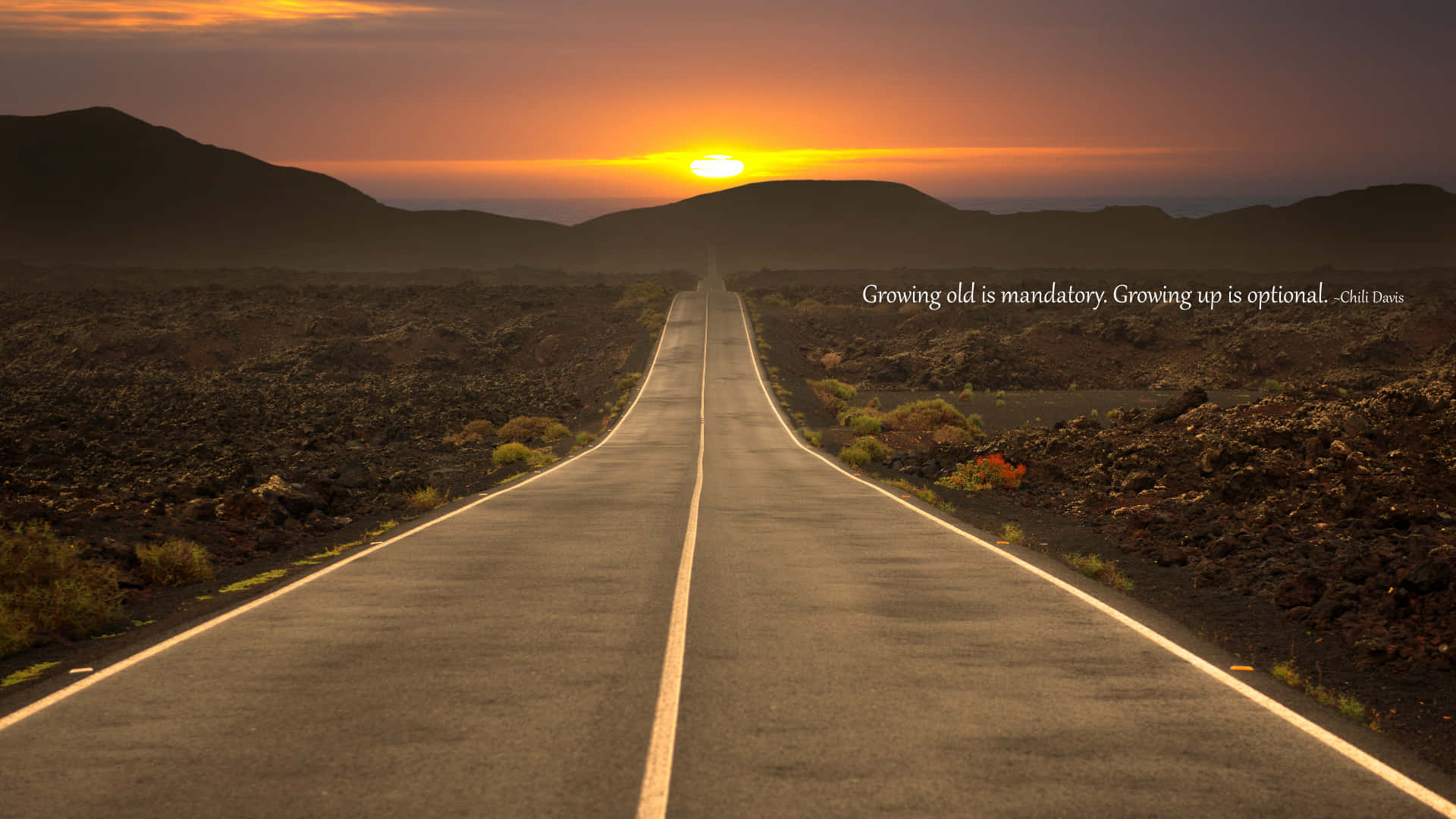 Sunset Road Life Quote Wallpaper