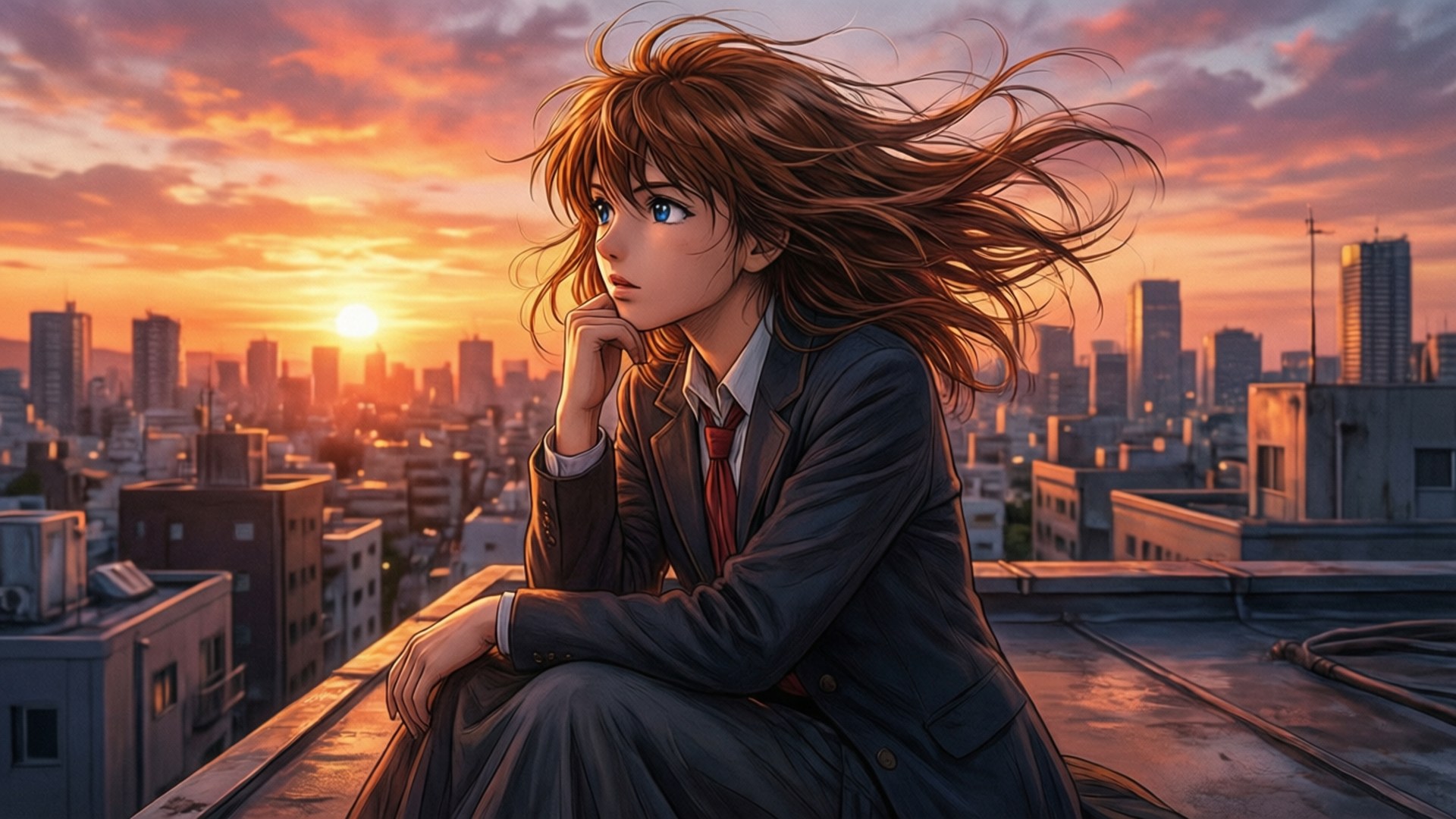 Sunset Rooftop Wallpaper