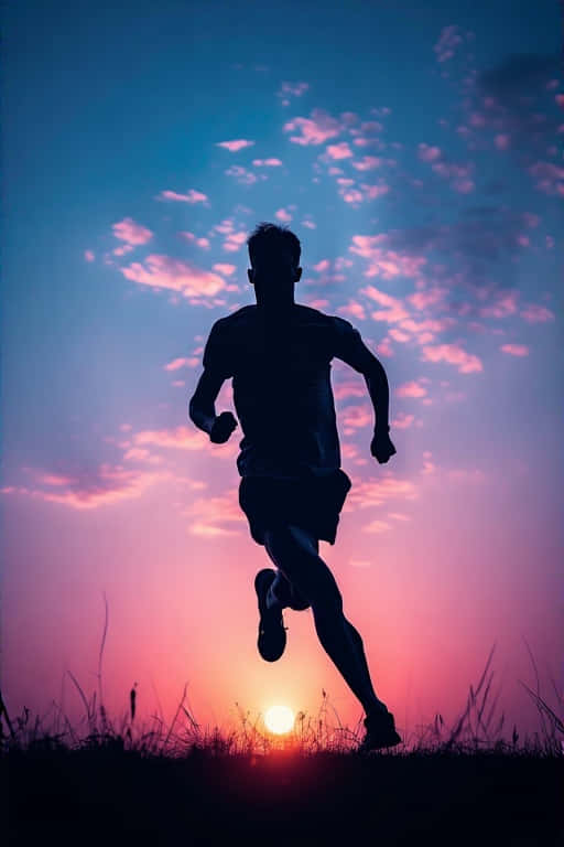 Sunset Runner Silhouette Wallpaper
