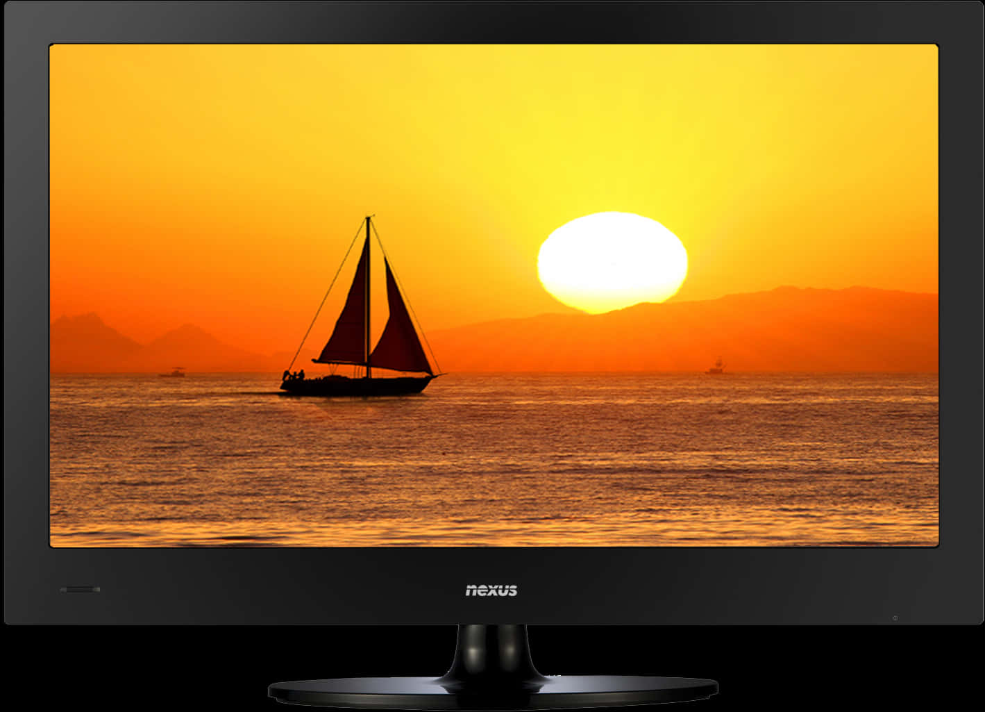 Sunset Sailingon T V Screen PNG