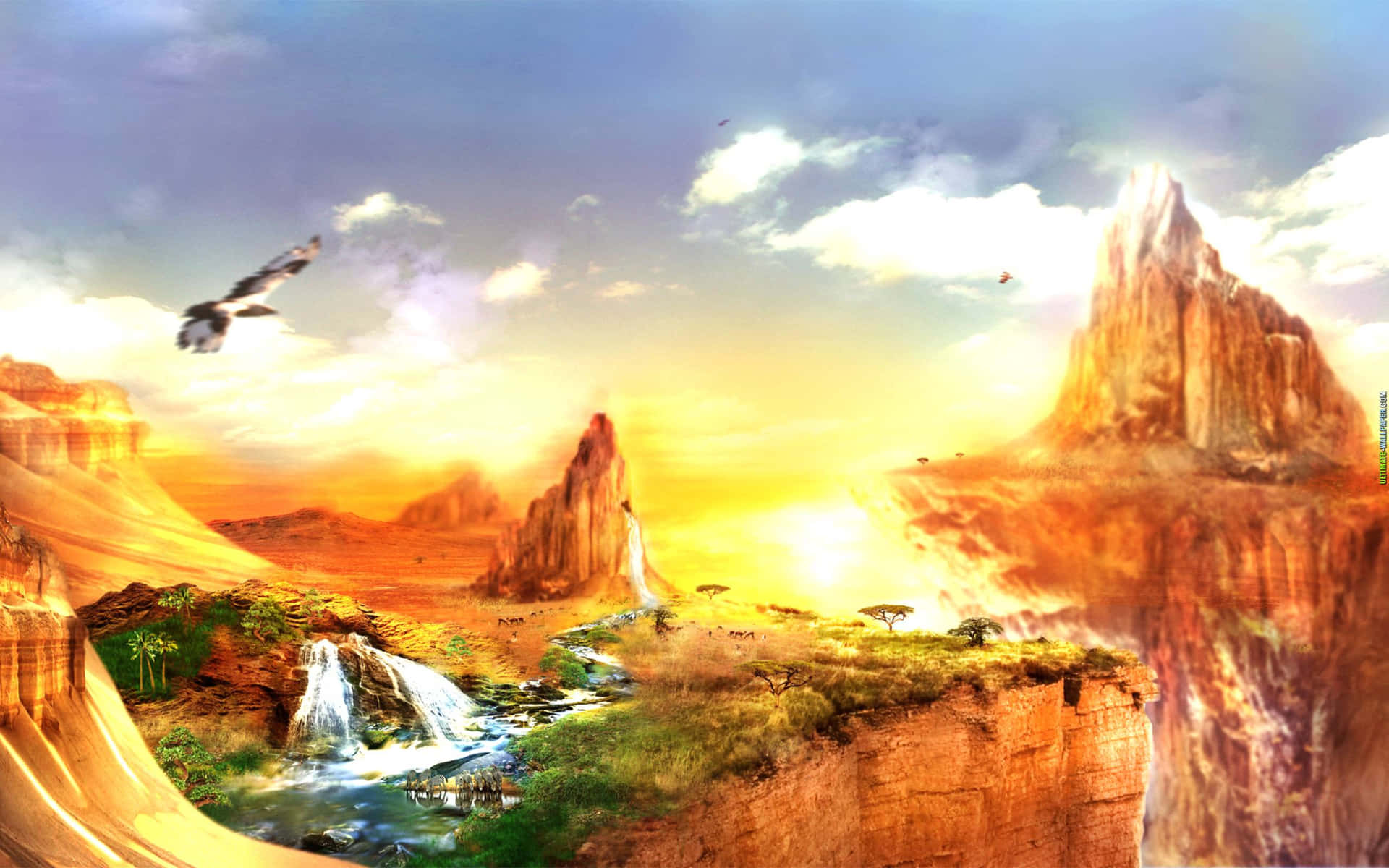 Sunset Savanna Fantasy Landscape.jpg Wallpaper