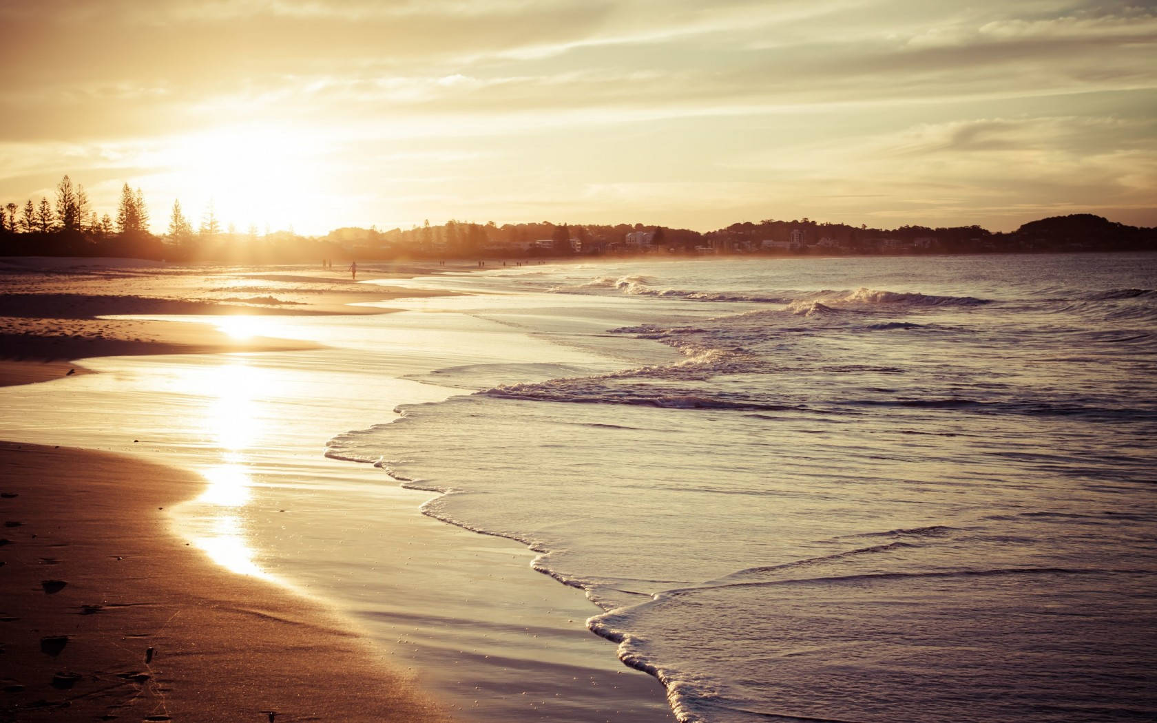 Sunset Shoreline Beach Desktop Picture