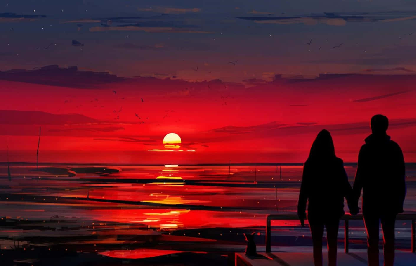 Enchanting Sunset Silhouette Wallpaper