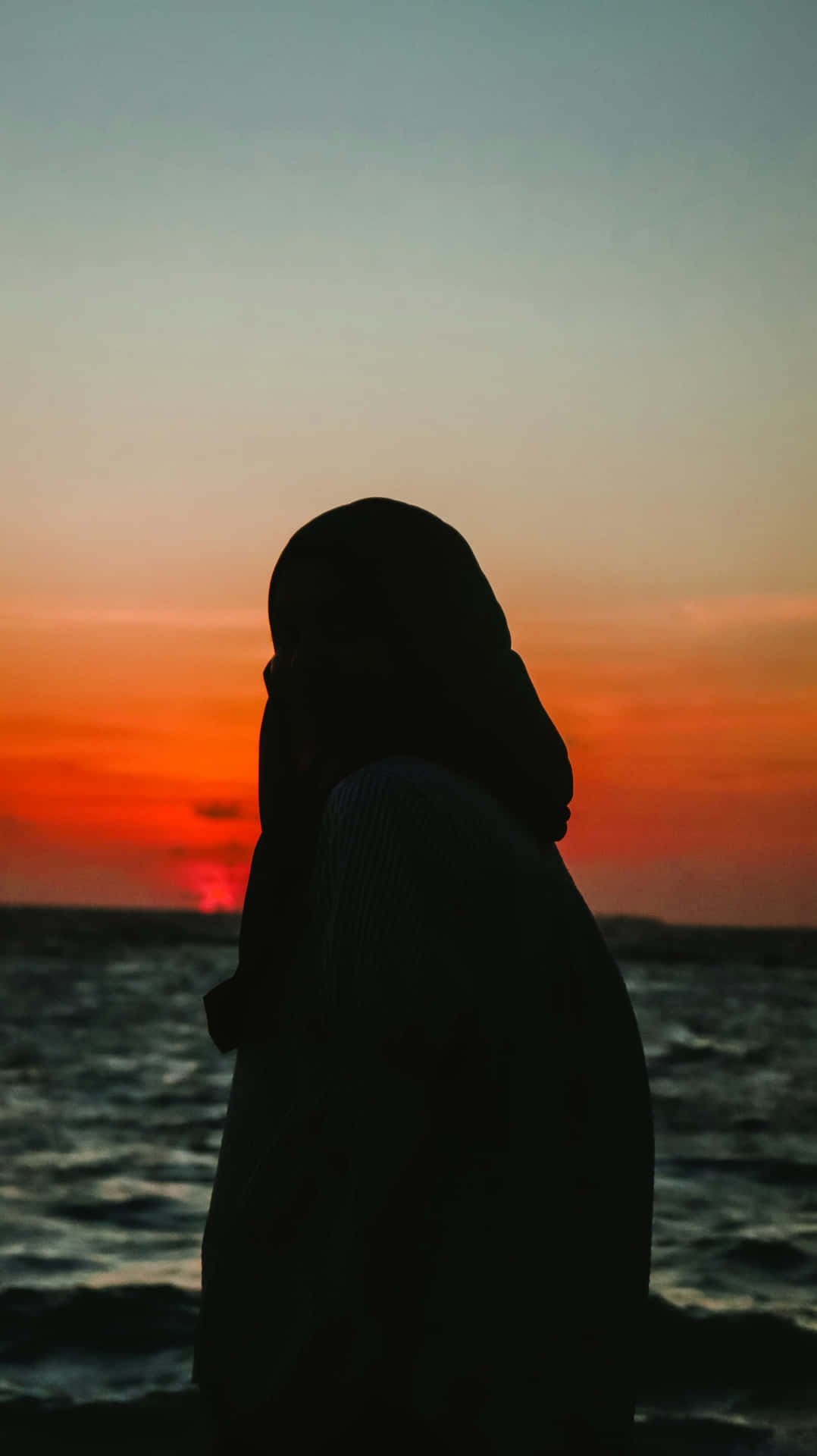 Sunset Silhouette Beach Girl.jpg Wallpaper
