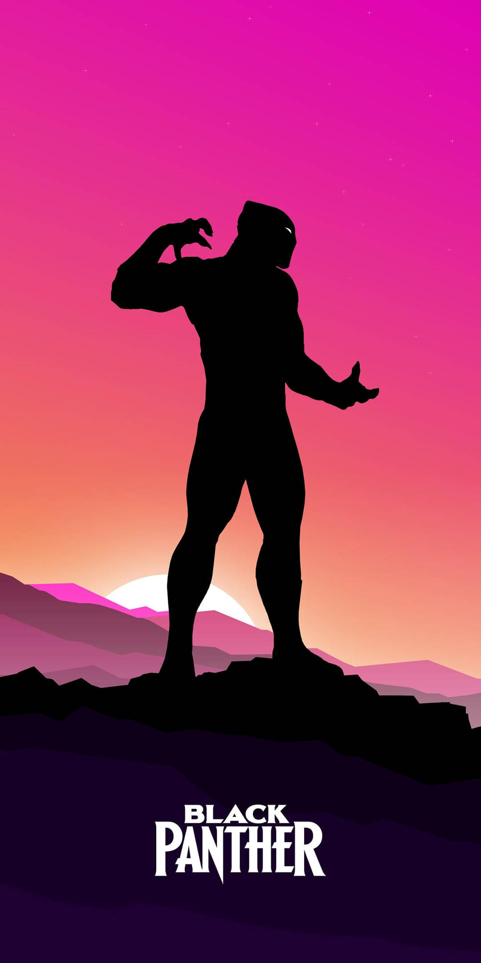 Panoramadel Atardecer Con Silueta De Pantera Negra Para Android. Fondo de pantalla