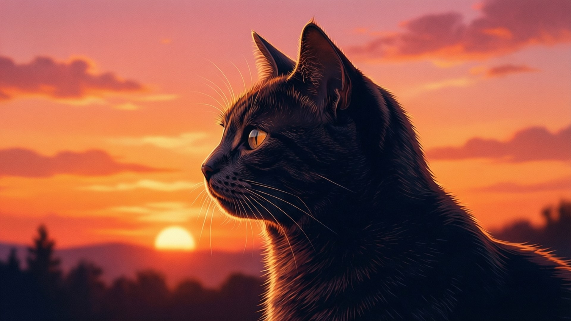 Silhouette bei Sonnenuntergang Wallpaper