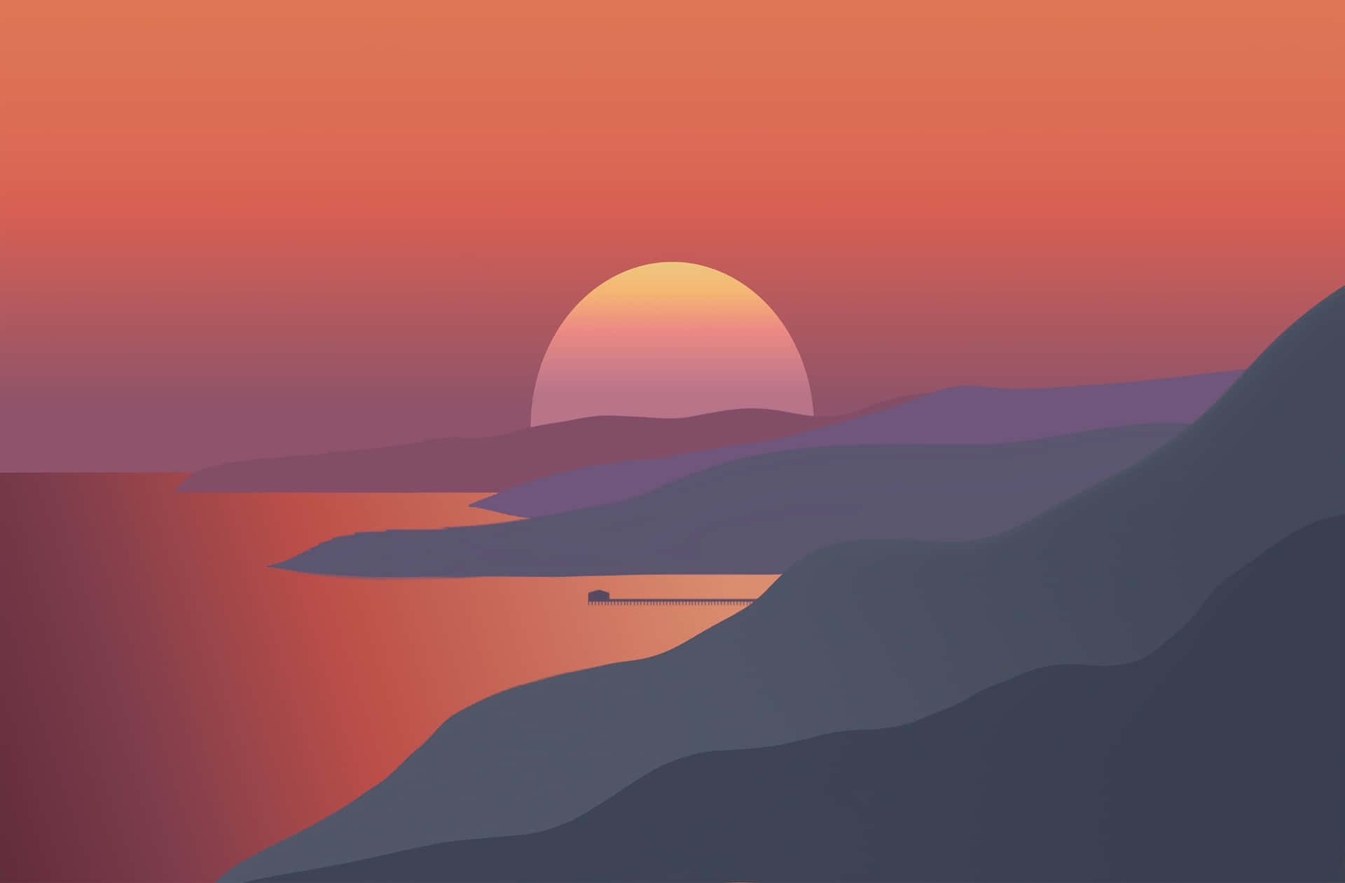 Sunset Silhouette Landscape Wallpaper