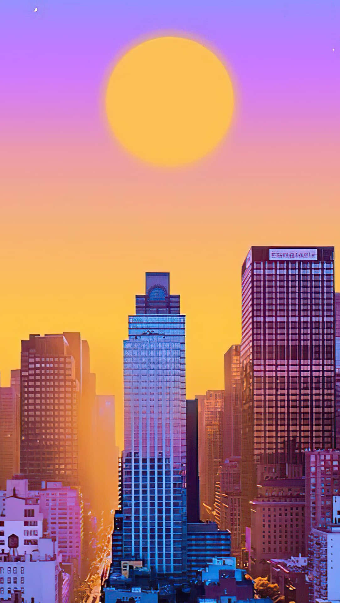 Sunset Silhouette Skyscrapers Wallpaper Wallpaper