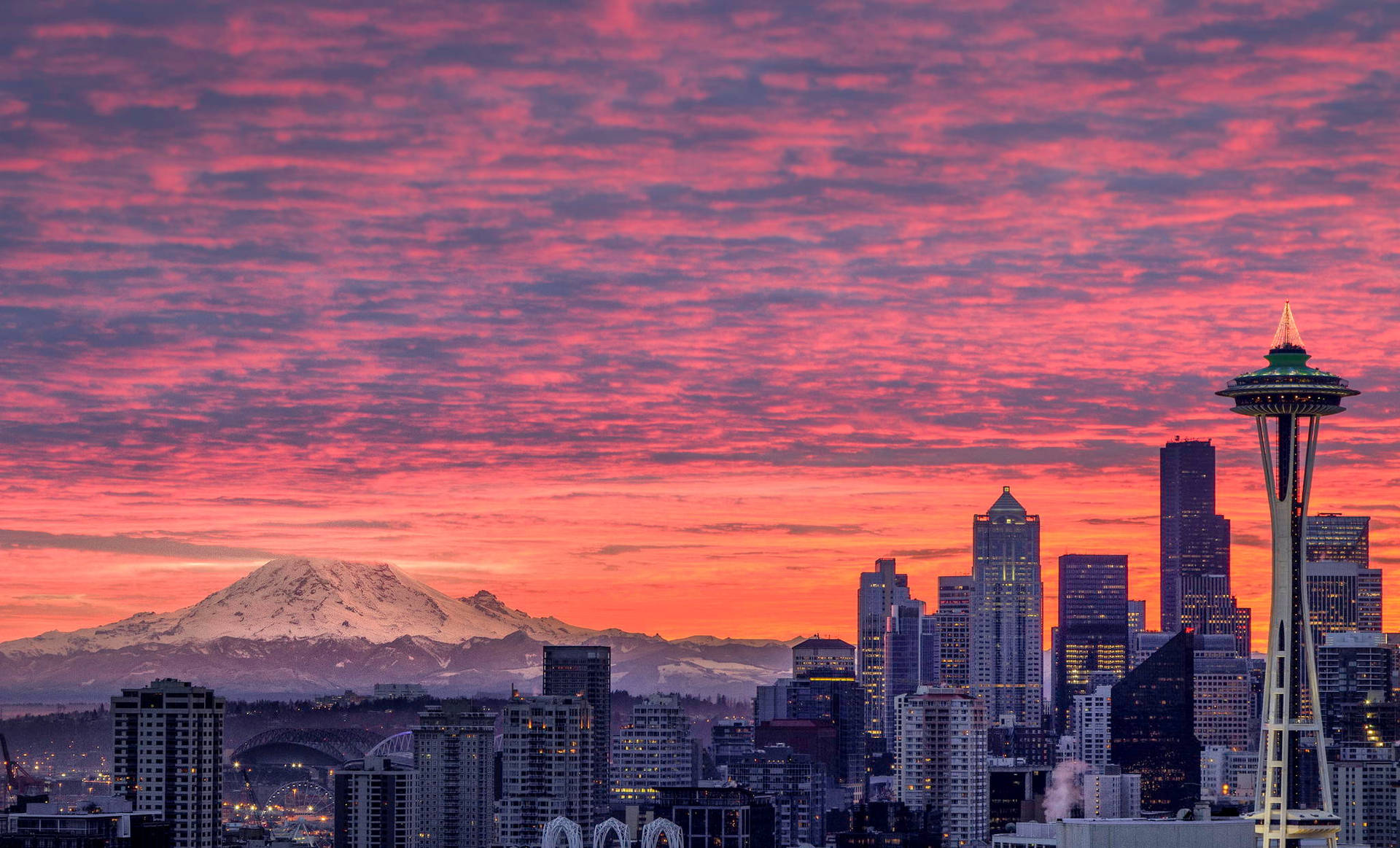 Sunset Sky In Seattle Wallpaper