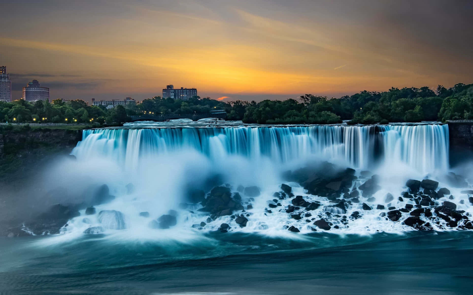 BackgroundSolnedgang Sky Niagara Falls Canada Baggrund Wallpaper