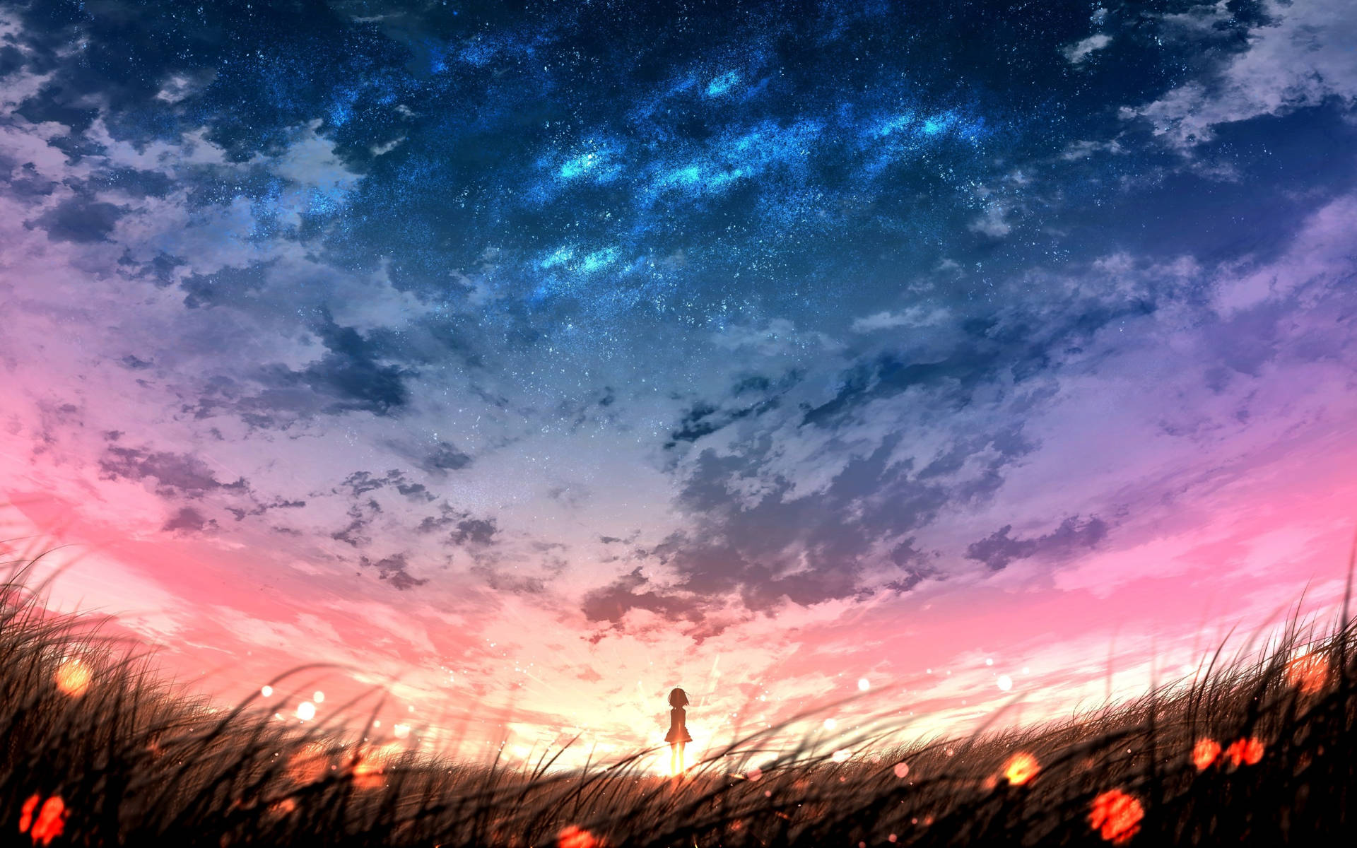 Sunset Sky With Galaxy Wallpaper