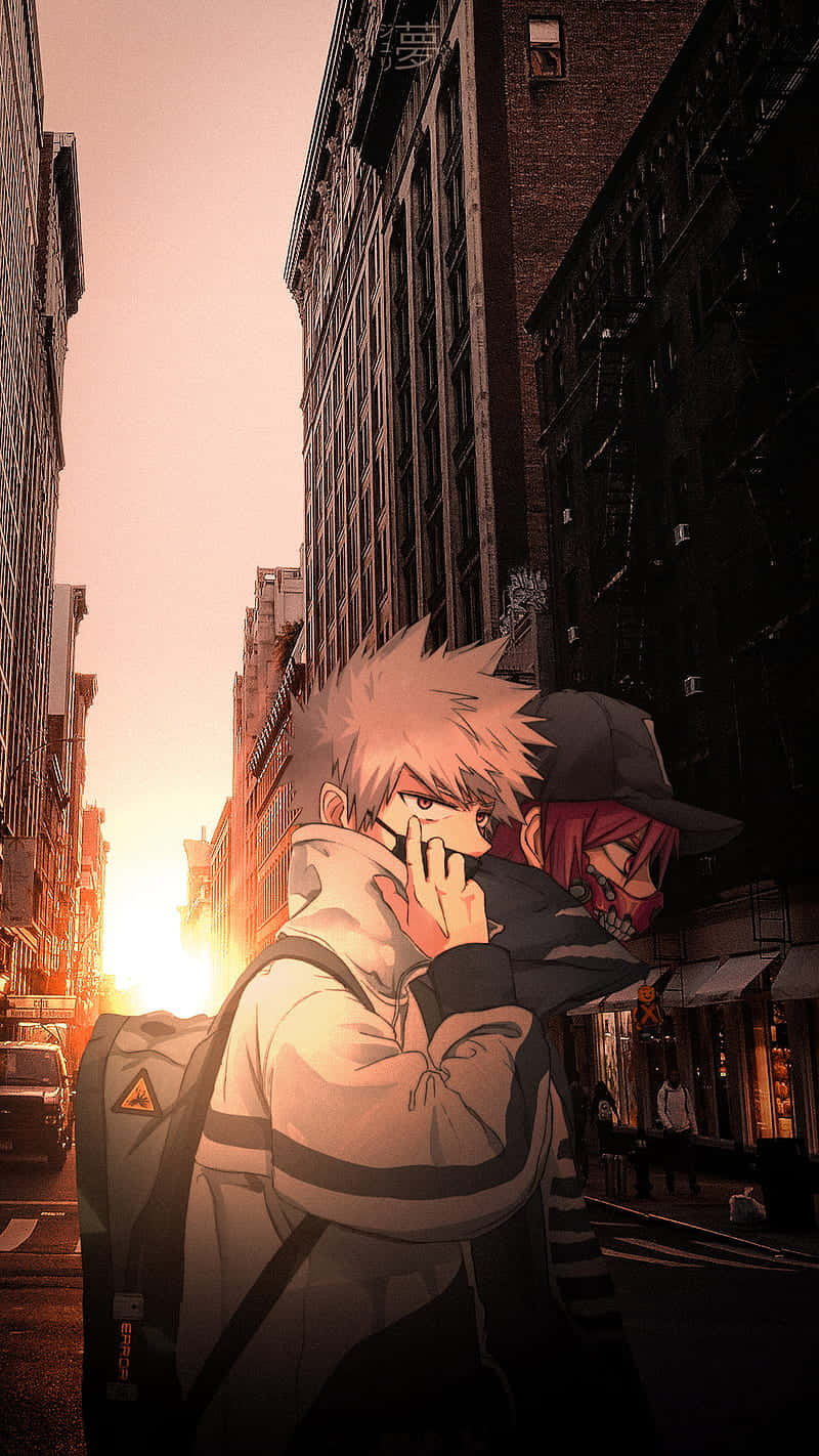 Sunset_ Stroll_ Anime_ Characters Wallpaper