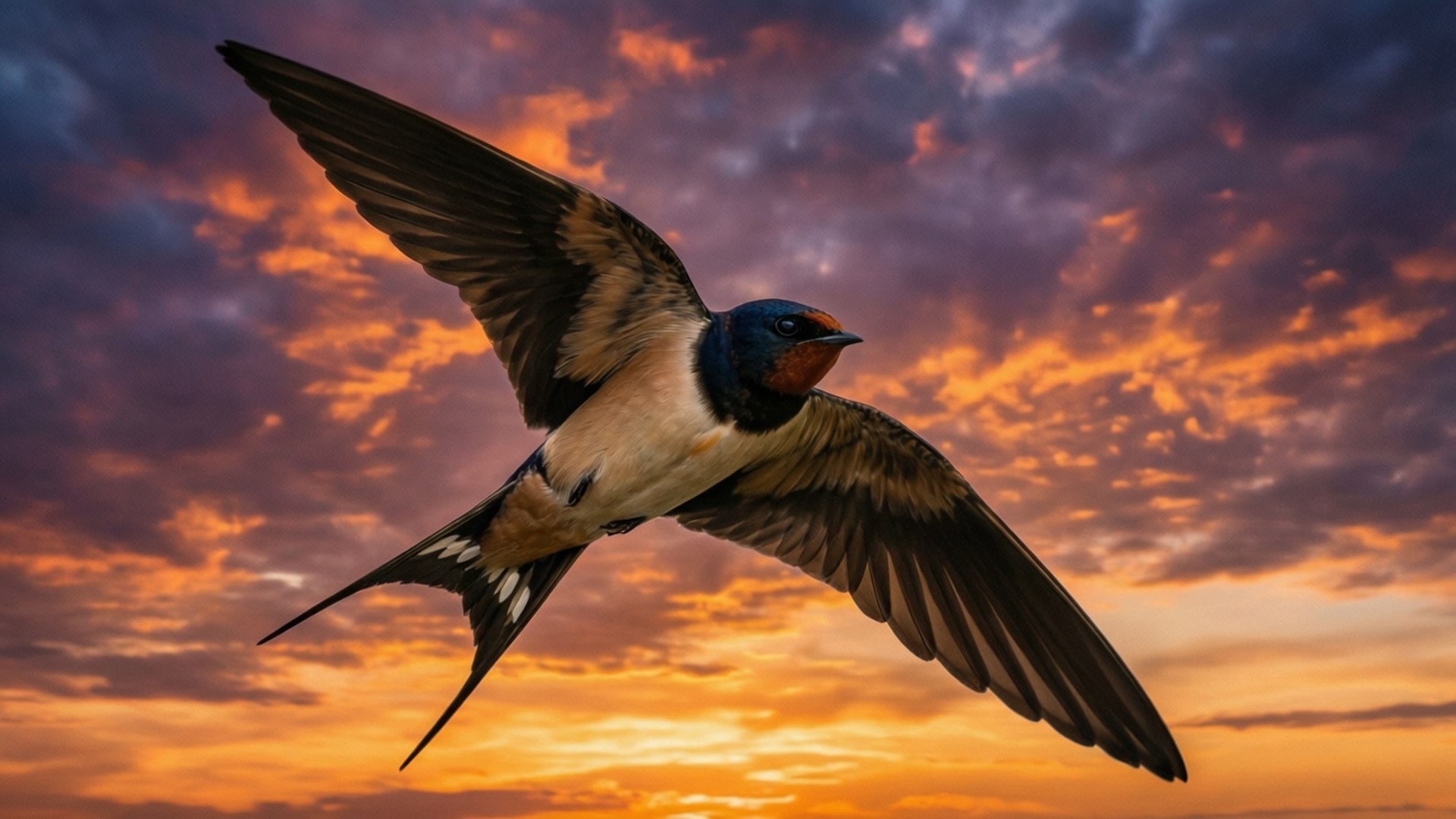 Sunset Swallow Soaring Wallpaper