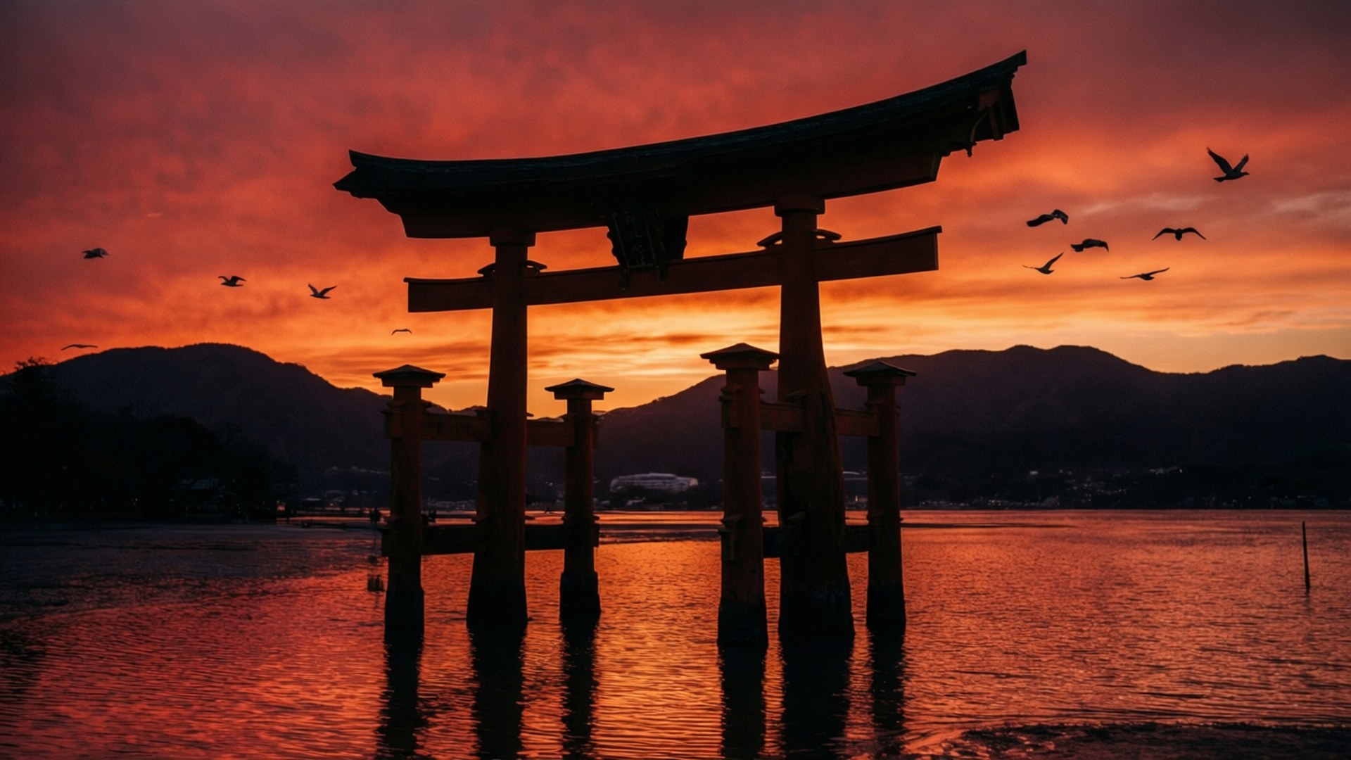 Sonnenuntergang Torii Tor Wallpaper