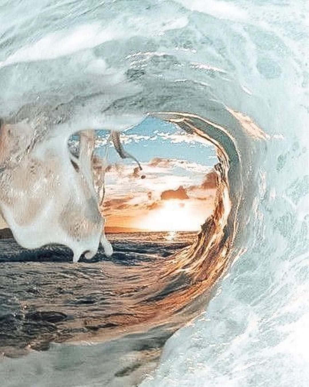 Sunset View Through Surf Wave Wallpaper